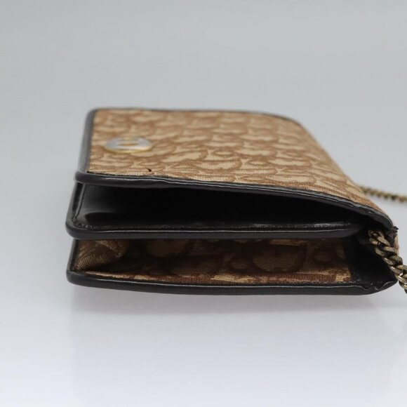 Christian Dior Trotter Canvas Chain Shoulder Bag Brown Gold Auth BD118 - Picture 5 of 16